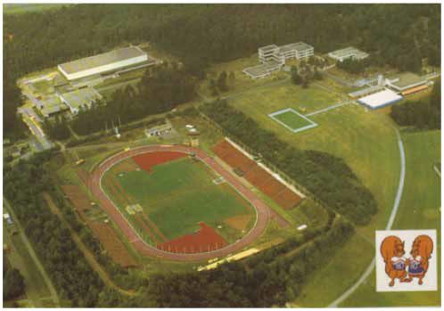 Arnhem 1980 Games postcard showing the venue, the Papendal Sports Centre, from the air