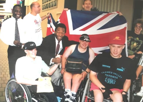 Pele with the group at Atlanta 1996 Paralympics